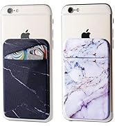 2Pack Marble Adhesive Phone Pocket,Cell Phone Stick On Card Wallet Sleeve,Credit Cards/ID Card Ho...