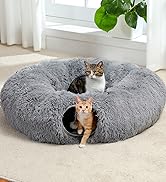 PAWZ Road Large Cat Tunnel, Cat Tunnel Bed with Central Soft Mat and Dangling Balls, Collapsible ...