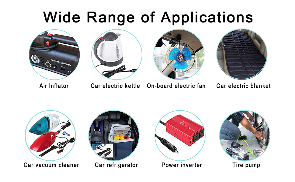 Car Charger Cigar Lighter Male Plug to Female Socket 18AWG Heavy Duty Extension Cable