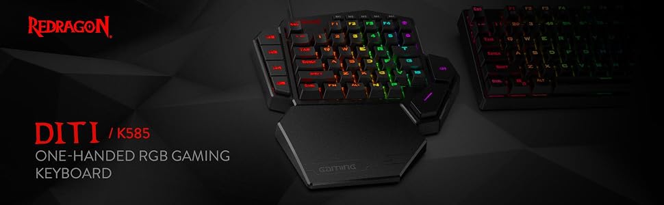 Redragon K585 one-handed RGB keyboard for FPS gaming keeps commands within easy reach