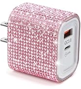 Aolcev for iPhone Charger Fast Charging Bling 2 in 1 USB A USB C Charger Block 25W Type C Fast Ch...