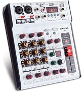 SIKUING 6 Channel Audio Mixer Professional Sound Board Console w/99 DSP Effects 48V Phantom Power...