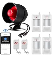 WiFi Alarm Home Security System with APP, 120dB Alarm System with Motion Sensor and Remote Contro...