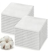 Goaste 24 Pack White Cotton Handkerchiefs, 16 Inch Soft Pure Cotton Hankies for Men, Classic Pock...