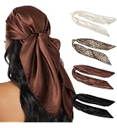 HBselect 4PCS Head Scarf for Women 35” Head Scarves Silk Like Satin Neck Scarfs Square Bandana Ha...