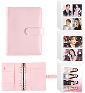 A5 Kpop Photocard Binder with 30 Pack Card Sleeves, A5 6 Ring Binder PU Leather Photocard Album w...