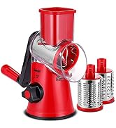Geedel Rotary Cheese Grater, Kitchen Mandoline Vegetable Slicer with 3 Interchangeable Blades, Ea...