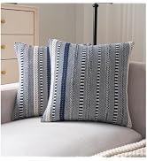 Cethom Boho Throw Pillow Covers 18x18 Inch Set of 2, Farmhouse Decorative Couch Pillow Cases, Nav...