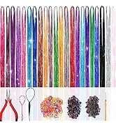 22 Colors 4400 Strands Hair Tinsel Strands Kit 47 Inches Sparkling Party Tinsel Hair Extensions H...
