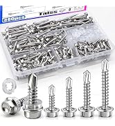 Taiss 300PCS #8#10 Self Tapping Screws for Metal,410 Stainless Steel Hex Washer Head Self Drillin...