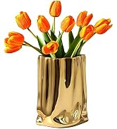 auons Crinkle Paper Bag Vase Ceramic Vase Modern Handmade, Creative Flower Arrangement Ornaments,...