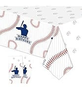 KFJBPB 2 Packs Baseball Tablecloth Plastic 54 X 108Inch, Baseball Party Decorations Table Cloth D...