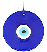 Erbulus 8.6" Glass Blue Evil Eye Wall Hanging Ornament - Evil Eye Decor - Turkish Handmade Nazar ...