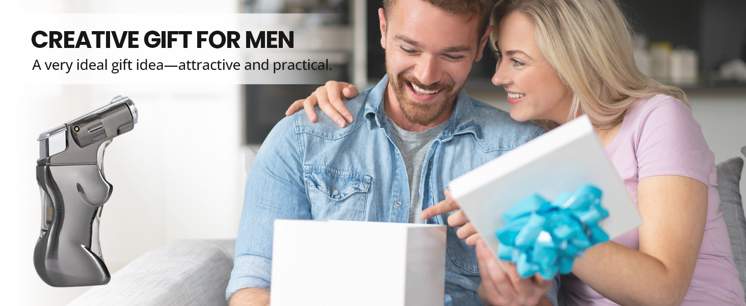 YUSUD Refillable Torch Lighter with Visible Fuel Window - Cool Blue LED Light Design