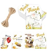 joycraft Funny Thank You Gift Tags – 60Pcs White Paper Tags with String, 4 Designs Animal Gift Ha...