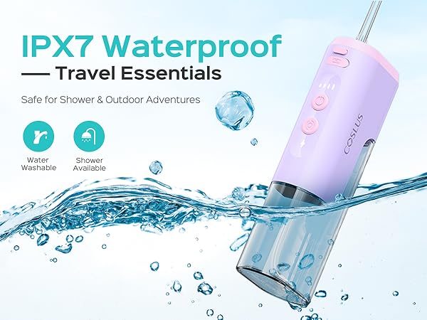COSLUS Mini Water Flosser for Travel: Portable Compact Design, Cordless Oral Irrigator for Braces