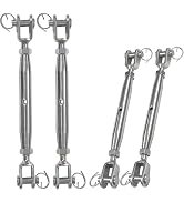 4 PCS 304 Stainless Steel Turnbuckle, 3/8" (M10) Heavy Duty Turnbuckles Tensioner Closed Body Jaw...