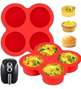 Puyeipt 2 Pack Air Fryer Egg Bite Molds, 4-Cup Mini Round Muffin Pans Silicone Baking Molds for f...