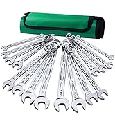 SK Combination Wrench Set, SAE 5/16” to 3/4”, Metric 8mm to 19mm, 16-Piece, SuperKrome Finish, Pr...