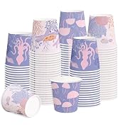 RUSPEPA 5oz Disposable Paper Cups, Bathroom Cups Small Mouthwash, 100 Pack Set Ocean Theme Design...
