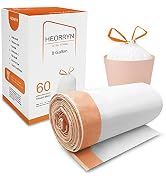 8 GallonTrash Bags Drawstring -0.79 Mil Ultra Strong Medium Trash Bags, Unscented White Garbage B...