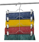 DEILSY 4-Tier Skirt Hanger 3PK Skirt Hangers with Clips Space-Saving Tiered Skirt Hangers with Ad...