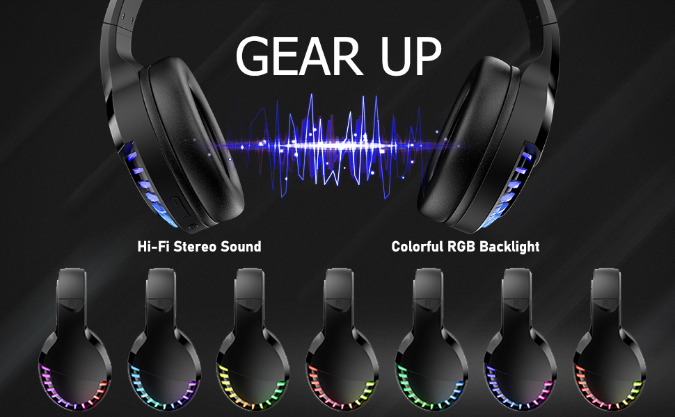 wireless gaming headset with rgb backlight