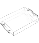 Richboom Clear Acrylic Serving Tray 16"x12" - Coffee Table Living Room Kitchen Decorative Tray wi...