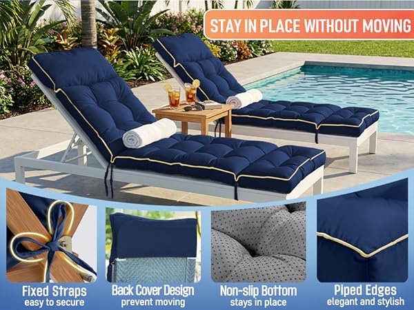 anti-slip bottom fabric, securing ties and back headrest cover provide triple security