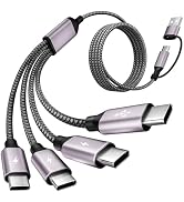Travel & Car USB C Charger Cord, USB C Splitter 4 in 2 Multi Charging Cable | Charging Cable with...