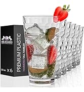 Bravario Hammered Plastic Drinking High Tumbler, Dishwasher-Safe Premium Quality Glasses, BPA-Fre...
