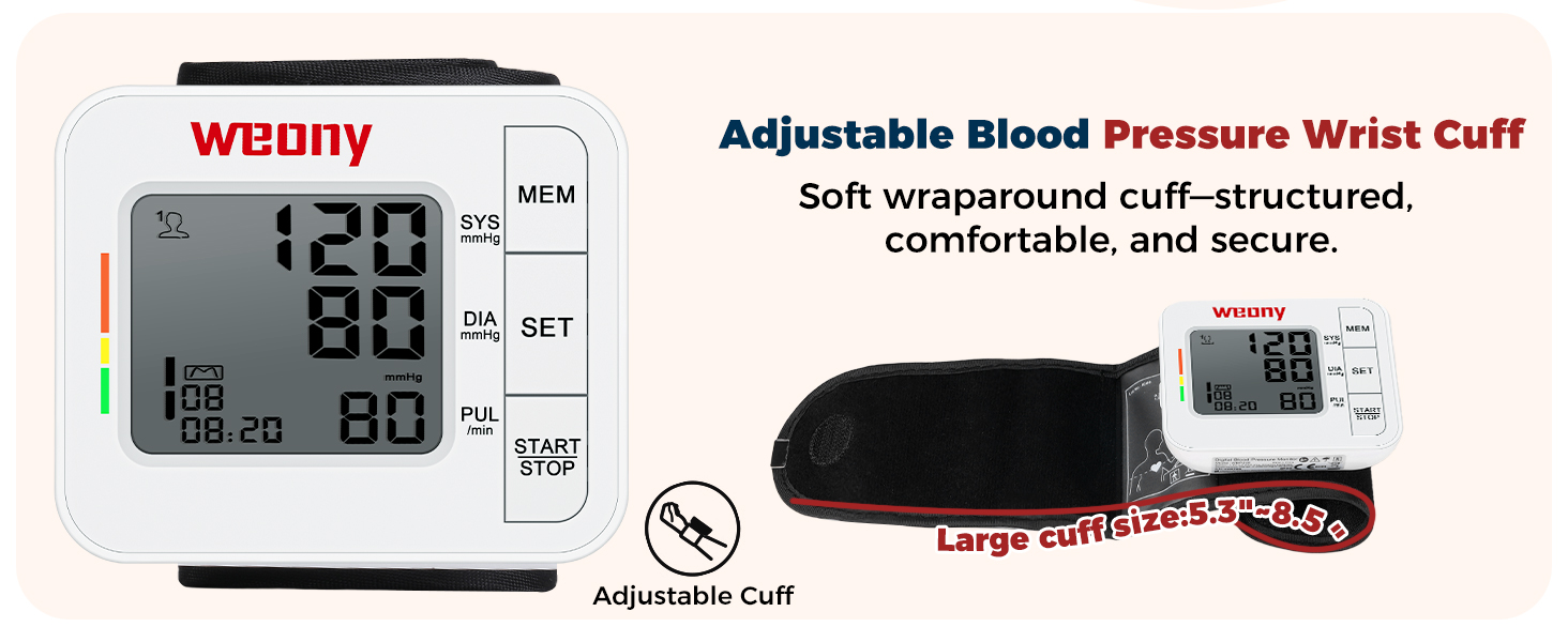 WEONY Blood Pressure Monitor Wrist Blood Pressure Cuff Automatic Blood Pressure Machine