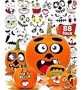 Greingways Halloween Pumpkin Stickers - Make 88 Funny Face Decorating Kit for Party Decorations, ...