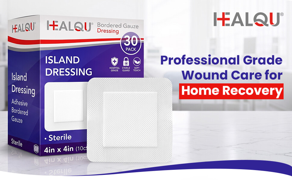 Professional Grade Wound Island Dressing Bordered Gauze Care for Home Recovery