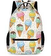 KOYI Sweet Ice Cream Backpack for Girls Kids, Melting Ice Cream Pastel Sprinkles Dessert School B...