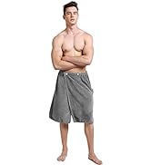 Sinland Microfiber Men's Spa Wrap Towel Bath Towel with Adjustable Closure 24inch x 63inch Grey