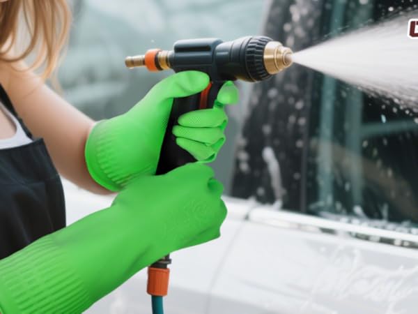 Large rubber gloves and XL rubber gloves fit different hand sizes.