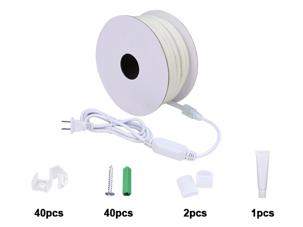 AC 110V COB LED Strip Light Outdoor Waterproof 65.6ft, LED Rope Light Flexible Cuttable for Bedroom