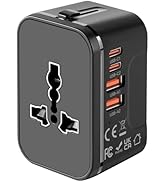 Universal Travel Adapter with 2 PD20W USB-C & 2 QC18W USB-A Ports, Fast Charging International Po...