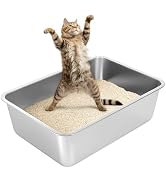 YOILES Stainless Steel Cat Litter Box with High Sides, Extra Large Open Metal Litter Pan, Easy to...