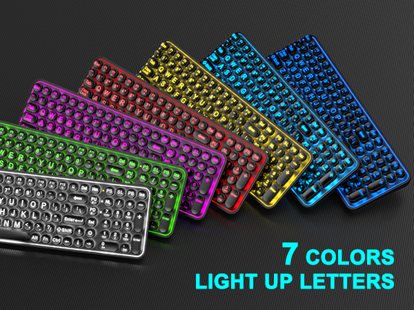 Large Print Backlit Keyboard, Quiet Wired USB Lighted Computer Keyboards with 7-Color Backlit
