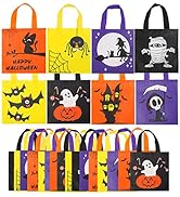 CCINEE 24pcs Halloween Non-Woven Treat Bags 8 Cute Halloween Pattern Totes Party Bags with Handle...