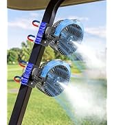 BOYISEN 2-Pack Magnetic Golf Cart Fan with Misting, 12000mAh Battery Operated Portable Fan 4 Spee...