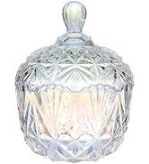 WADORN 23oz Large Glass Candy Dish with Lid, Clear Christmas Crystal Candy Jar with Lid Embossed ...