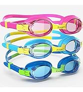 ZABERT 3 Pack Kids Goggles for Swimming, Anti-fog 100% UV Protection, for Kids Age 3-14