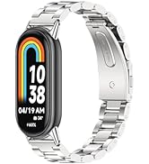 XIHAMA Compatible with Xiaomi Mi Band 9 Smart Bracelet - Stainless Steel Metal Replacement Strap ...