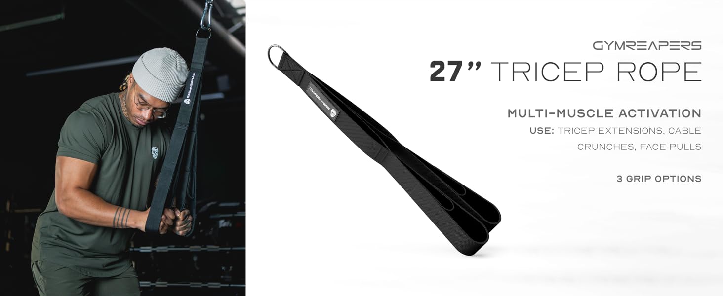 Gymreapers Multi-Grip Tricep Rope Gym Cable Attachment Pushdown Rope Cable Machine Attachment Rope
