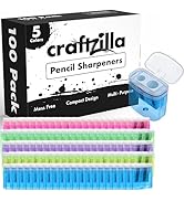Craftzilla Pencil Sharpener 100-Pack - Manual Pencil Sharpener for Kids with Lid - Perfect for Sc...