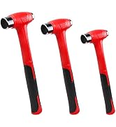 C&T 3 Piece Ball Peen Hammer, 16oz 32oz 48oz, Fiberglass Handle hammer for Ball Peen, Blow Striki...