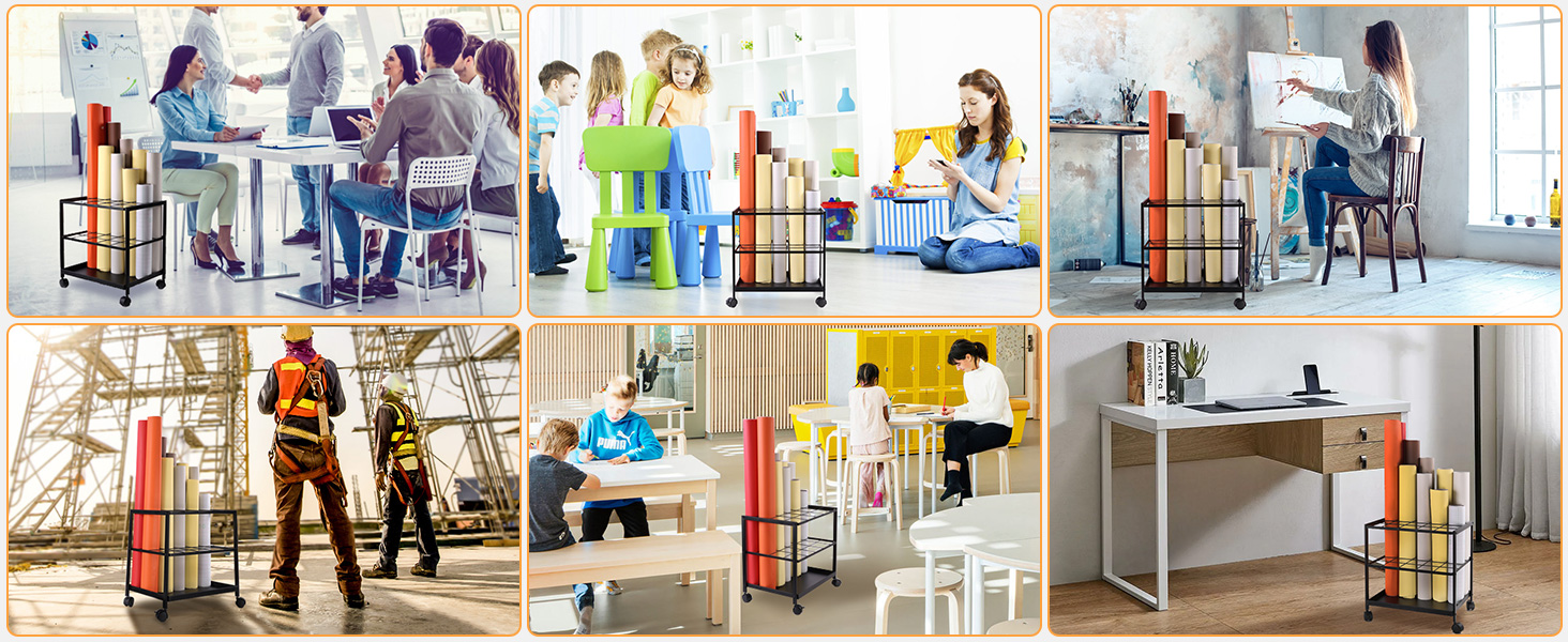 Erordna suits offices, kids' studios, libraries, construction sites, galleries, and home offices.